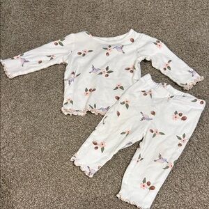 Carter's White Floral & Bird Pajama Set with Pink Accents
